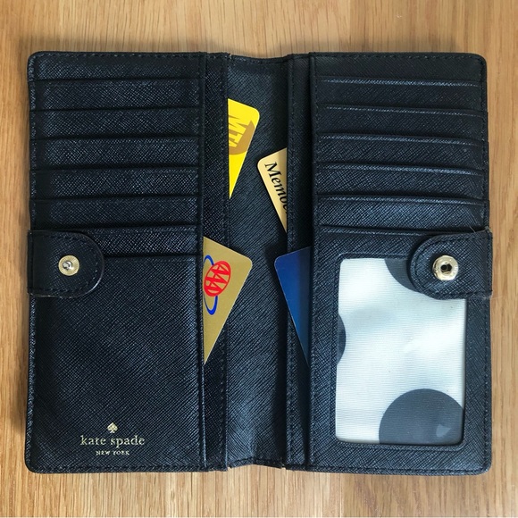 Black Kate Spade Large Bifold Wallet - Saffiano Leather - Picture 5 of 12